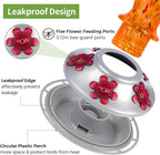 Hummingbird Feeders for Outdoors Hanging, BOLITE Glass Hummingbird Feeder, Hand Blown Twisted with Ant Moat and Five Feeding Ports, 24 Ounces, Leak Proof, Orange, Gifts for Women Men