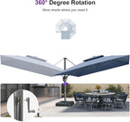 PURPLE LEAF 12FT Sunbrella Cantilever Umbrella Outdoor Square Double Top Large Offset Hanging 360° Rotation Heavy Duty Umbrella for Garden Patio Deck Pool Backyard Spectrum Denim