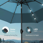 PHI VILLA 10ft Patio Umbrella with Solar Lights, Outdoor 3 Tier Vented Large Market Table Umbrella for Lawn Poolside Garden Terrace, Peacock Blue & Cerulean (No Base)
