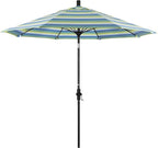 California Umbrella 9' Round Aluminum Pole Fiberglass Rib Market Umbrella, Crank Lift, Collar Tilt, Black Pole, Sunbrella Spectrum Mist