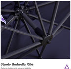 PURPLE LEAF 11.5' X 11.5' Telescopic Patio Umbrella with Base Included Lifting Cantilever Offset Square Large Umbrella for Pool Outdoor Patio Deck Garden Navy