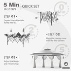 Bezseller 13x13 Pop Up Gazebo Tent with Mosquito Netting – Quick Set Up, Water-Resistant Outdoor Canopy for Patio, Garden, Backyard, and More,Light Grey