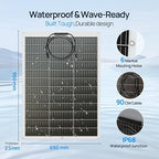 ECO-WORTHY 130 Watt 12BB Flexible Solar Panels,23.5% High-Efficiency Waterproof Monocrystalline Lightweight Solar Panel for RV,Boats,Curved Surfaces,Roofs,Cabin