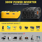300W Power Inverter Compatible with Dewalt 20V Battery, DC 20V to AC 110V Portable Power Station Generator with 2 AC Outlets & 1 Type-C PD 65W & 1 Type-C PD 20W & 2 USB A 18W Max for Emergency Power
