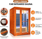 Sauna Infrared Sauna 2 Person Sauna Room Far Infrared for Sauna Home Indoor 1880W/110V Low-EMF Wood Okoume Dry Sauna Two Person Sauna with Air Hole, 7 Color Therapy, Speaker - 47.2 * 41.3 * 74.8 in