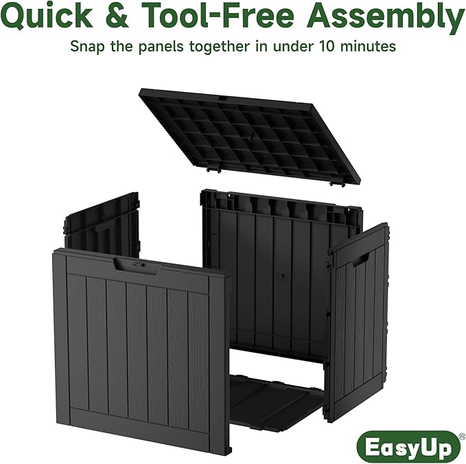 EasyUp 30 Gallon Resin Deck Box Waterproof, UV Resistant Outdoor Storage Box for Delivery, Patio, Garden,and Porch,Striped Black