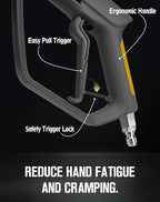 LidoDola 5000 PSI Pressure Washer Gun with Swivel - High Power Washer Gun with 3/8" Male Plug, 5 Nozzle Tips,Features 3 Selectable Lengths,Ergonomic Grip for Car/Driveway/Industrial Cleaning