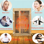 Infrared Sauna 2 Person, Low EMF Infrared Saunas for Home, Indoor Home Sauna Spa, Hemlock Wooden Sauna Room, 1500Watt, Bluetooth Speakers, Reading Lamps