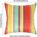 Pyonic Outdoor Waterproof Throw Pillow Covers 18x18 Decorative Square Pillow Covers Set of 2 for Patio Furniture Tent Garden,Color Stripe(Red)