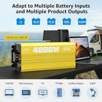 XWJNE 4000W Pure Sine Wave Power Inverter 12V DC to 120V AC Converter with LED Display and Remote Controller for Home, RV, Truck, Off-Grid Solar Power