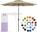 Midtown Umbrellas 10-Year-No-Fade - 8 Ft - UV Proof Beige Polyester Fabric - Umbrella Outdoor Patio, Auto-Tilt Aluminum Frame Patio Umbrella for Garden, Pool & Deck - Black Pole