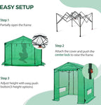 6x6 Pop Up Walk-in Greenhouse, Indoor & Outdoor PE Cover Green House w/ Power Access Ports, Roll-up Zippered Doors and Windows, Green