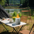 Tabletop Fire Pit 9.7 x 7.1 Inch with Removable Ash Pan, Smokeless Firepit Camping Stove with Bag for Outdoor Safe Burning Firepits, Stainless Steel Wood Burning Fire Pits for Heating, Bonfire