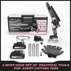 Mini Chainsaw, 6-Inch Electric Chainsaw Cordless, Upgraded 900W Brushless Portable Handheld Small Chain Saw with Auto Chain Regulator & Auto Oiler for Wood Cutting/TreeTrimming/Courtyard (Pink)