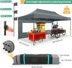 COBIZI 10x20 Pop Up Heavy Duty Canopy with 6 Sidewalls and Hexagonal Legs, Easy up Tent for Parties, Commercial and Wedding, Outdoor Canopy with Roller Bag, Sand Bags, Waterproof & UPF50+ (Gray)
