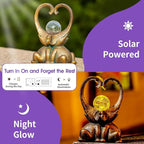 WHIMSYNOOK 7.9" Bronze Elephant Garden Statue with Heart-Shaped Trunks & Solar LED Light – Outdoor Decor for Porch, Lawn, Yard – Perfect Birthday, Housewarming Gifts for Mom and Elephant Lovers