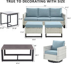 HUMMUH 7 Piece Patio Furniture Set Outdoor Sectional Sofa,High Back Patio Swivel Glider Chairs with Ottomans Coffee Table for Porch,Garden,Backyard…