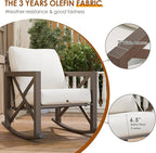 Outdoor Rocking Bistro Set, Patio Rocking Chairs Set of 2 with Coffee Table, 3 Pieces Metal Conversation Sets with 6.5" Thick Cushions for Backyard, Porch, Poolside, Oversized (Beige)