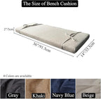 36 x 14 Inch Piano Bench cushons for Indoor Furniture with Ties Non Slip Kitchen Dining Room Bench seat Cushion for Show Storage, Window, Settee, Ottoman，Beige