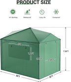 6x8FT Instant Pop-Up Walk-in Greenhouse, Plant Hot House with Galvanized Steel Frame, Green PE Cover, Roll-Up Zipper Door, Portable Large Plant Tent with Ground Pegs & Ropes for Stability