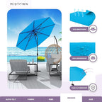 Midtown Umbrellas 10-Year-No-Fade - 8 Ft - UV Proof Cobalt (Blue) Polyester Fabric - Umbrella Outdoor Patio, Auto-Tilt Aluminum Frame Patio Umbrella for Garden, Pool & Deck - Black Pole