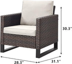 Rilyson Wicker Outdoor Patio Chairs Set of 2-2 Piece Rattan Chairs with Waterproof Wicker,Comfortable Cushions and Sturdy Metal Frame for Outside Porch Deck Backyard(Brown/Beige)