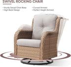 4 Piece Patio Furniture-All-Weather PE Wicker Outdoor Patio Furniture with Swivel Rocker Chairs,Outdoor Couch, Set with Coffee Table