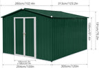 Metal Garden Sheds 8ft×10ft Outdoor Storage Sheds Green + White, for Backyard, Patio, Poolside