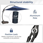 Grand patio 10x10 FT Patio Offset Umbrella, Large Square Aluminum Cantilever Umbrella Base Included for Deck Porch (Navy Blue, 10x10 FT)