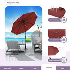 Midtown Umbrellas 10-Year-No-Fade - 10 Ft - UV Proof Cherry Burgundy Polyester Fabric - Umbrella Outdoor Patio, Aluminum Frame Large Patio Umbrella for Garden, Pool & Deck - Black Pole