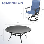 VICLLAX 9 Pieces Outdoor Dining Set, Patio Furniture Set of 8 Patio Swivel Dining Chairs and 60" Patio Round Table, Navy Blue Chairs & Black Tabletop