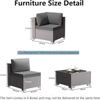 Outdoor Patio Furniture Set, 14 Pieces Outdoor Furniture All Weather Patio Sectional Sofa PE Wicker Modular Conversation Sets with Coffee Table,12 Chairs & Seat Clips(Grey)