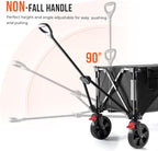 Overmont 150L Wagons Carts Foldable - Large Capacity Folding Collapsible Wagon Cart for Grocery Camping Utility Gardening Sports Travelling- 330lbs Load
