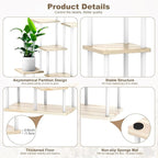 7 Tier Wood Tall Plant Stand Metal Rack Indoor, Multiple Flower Pot Holder Shelves Corner Rack, Planter Shelf Display Rack Storage Organizer for Patio Living Room Balcony Garden(White Oak)