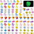 100 Pieces Luminous Mini Sea Animal Little Turtle Seal Carp Manta Ray Statue Glowing Tiny Sea Animal Garden View Aquarium DIY Hide and Seek Prank Cake Decorating Set