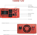 1500 Watt Pure Sine Wave Power Inverter DC 12V to 120V AC, with 2 AC,18W USB, and 30W Type-C Charging Ports, Car Solar Power Inverters with LCD Display for Home RV Truck, Surge 3000W(1500W-12V)