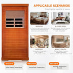 Sauna, Far Infrared Saunas for Home One Person Sauna Okoume Wood 800W/110V Low Emf Dry Sauna Indoor Sauna Room with Tempered Glass Door/Speakers/Air Hole and LED Lighting - 35.2 * 27.6 * 61.6 in