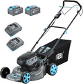 RB 80V 4-in-1 Cordless Lawn Mower 18” Brushless Motor with 2 x 4.0Ah Batteries & Fast Charger - 7 Cutting Height Adjustment Low-Noise Push Mower for Effortless Lawn Care