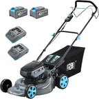 RB 80V 4-in-1 Cordless Lawn Mower 18” Brushless Motor with 2 x 4.0Ah Batteries & Fast Charger - 7 Cutting Height Adjustment Low-Noise Push Mower for Effortless Lawn Care
