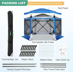COBIZI 12x12 Pop up Gazebo Screen House Tent for Camping, Outdoor Canopy with Removable Roof & Mosquito Netting, Portable Hub with Carrying Bag and Ground Stakes, Blue