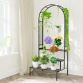 Garden 4 you 3 Tier Metal Plant Stand Garden Arch Arbor Trellis for Outdoor Display Shelf Flower Pot Holder Storage Organizer Rack for Indoor Home,Patio Balcony Yard(Black, Arch)…