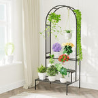 Garden 4 you 3 Tier Metal Plant Stand Garden Arch Arbor Trellis for Outdoor Display Shelf Flower Pot Holder Storage Organizer Rack for Indoor Home,Patio Balcony Yard(Black, Arch)…