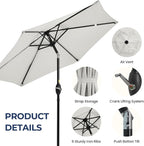 SUNVIVI OUTDOOR Outdoor Patio Umbrella, Patio Umbrella, Market Umbrella, Large Outdoor Umbrella, Metal Pole Umbrella with Push Button Tilt and Crank, Polyester Canopy