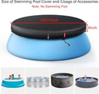 QH.HOME 6ft Round Inflatable Pool Cover for Above Ground Pools, Stock Tank Cover Protector with Attachment, One Piece Tear Resistant Round Hot Tub Cover, Wind and Dust Resistant, Fit Small Pool Cover