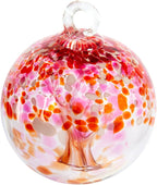 Dale Tiffany AC23212-D6 Rainbow Tree of Life Hand Blown Art Glass Ornament Witch Globe Gazing Ball, Golden Pink, 6" Diameter with Stand