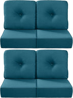 Luxury 22x24/22x25 6-Inch Outdoor Chair Cushions Set of 4 - Heavy Duty Water Repellent Comfortable Cushion for Patio Furniture Set Dining Rocking Chairs Loveseat L-Shape Sofa - Peacock Blue