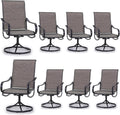 MFSTUDIO Outdoor Swivel Patio Chairs Set of 8, Patio Dining Chairs with Breathable Textilene Fabric & Metal Frame, Weather-Resistant Outdoor Furniture Chairs for Deck, Yard, Lawn, Garden