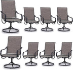 MFSTUDIO Outdoor Swivel Patio Chairs Set of 8, Patio Dining Chairs with Breathable Textilene Fabric & Metal Frame, Weather-Resistant Outdoor Furniture Chairs for Deck, Yard, Lawn, Garden