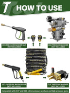 4200PSI Pressure Washer Hose 200FT with 3/8" Swivel Quick Connect for Cold/Hot Water, Kink Resistant Steel Wire Braided, Wear Resistant Power Washer Hose with 2 M22 14mm Adapter Set