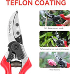 Rose Floral Scissors,Pruning Shears, SK5 Steel Blade with Anti-Rust Coating, Flower Handheld Clipper Pruner and Holder. Solid Aluminum Handle, Ergonomic Grip. Ideal for Gardens, Florists